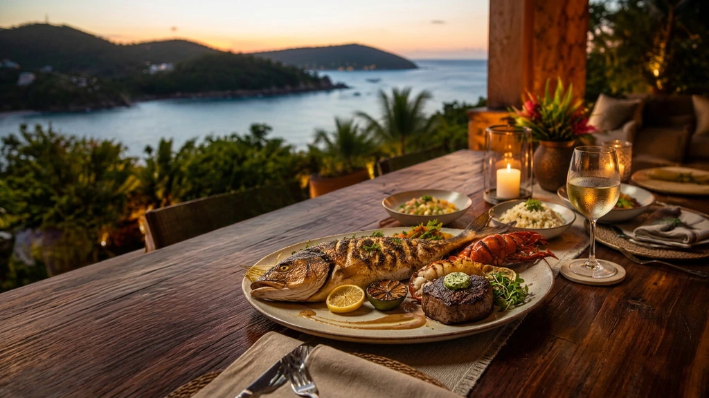 Private dining with ocean view at sunset