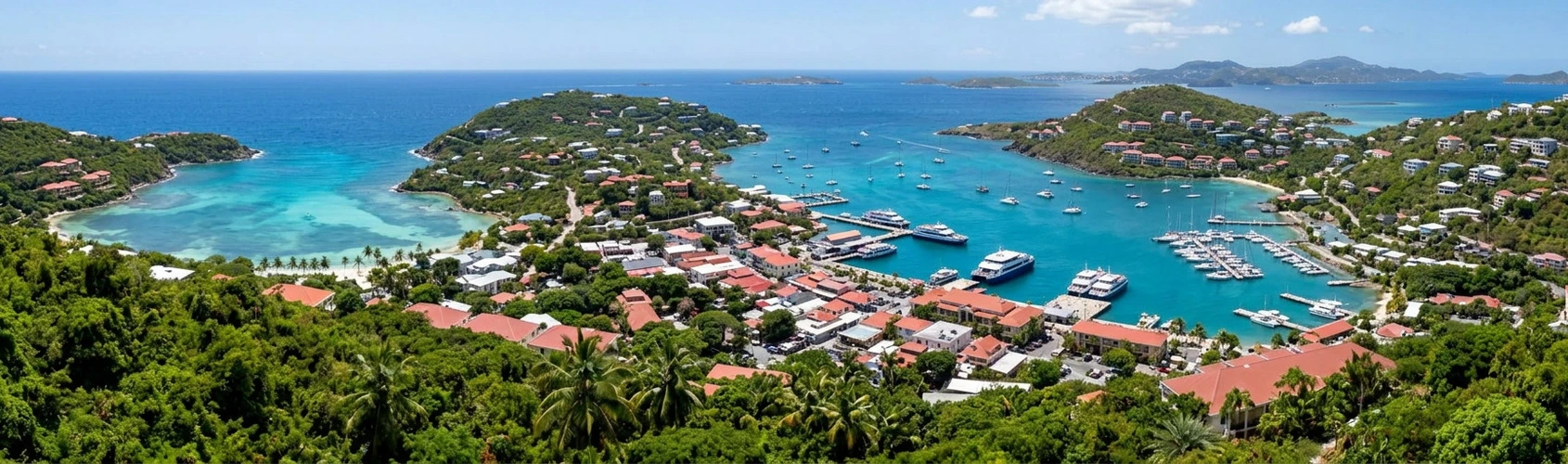 Aerial view of Cruz Bay, St. John
